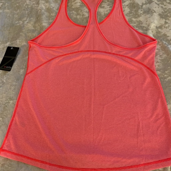 NWT Z by Zella Razorback Workout Tee in Bright Pink/Dark Pink Pin Strips. - Picture 4 of 5